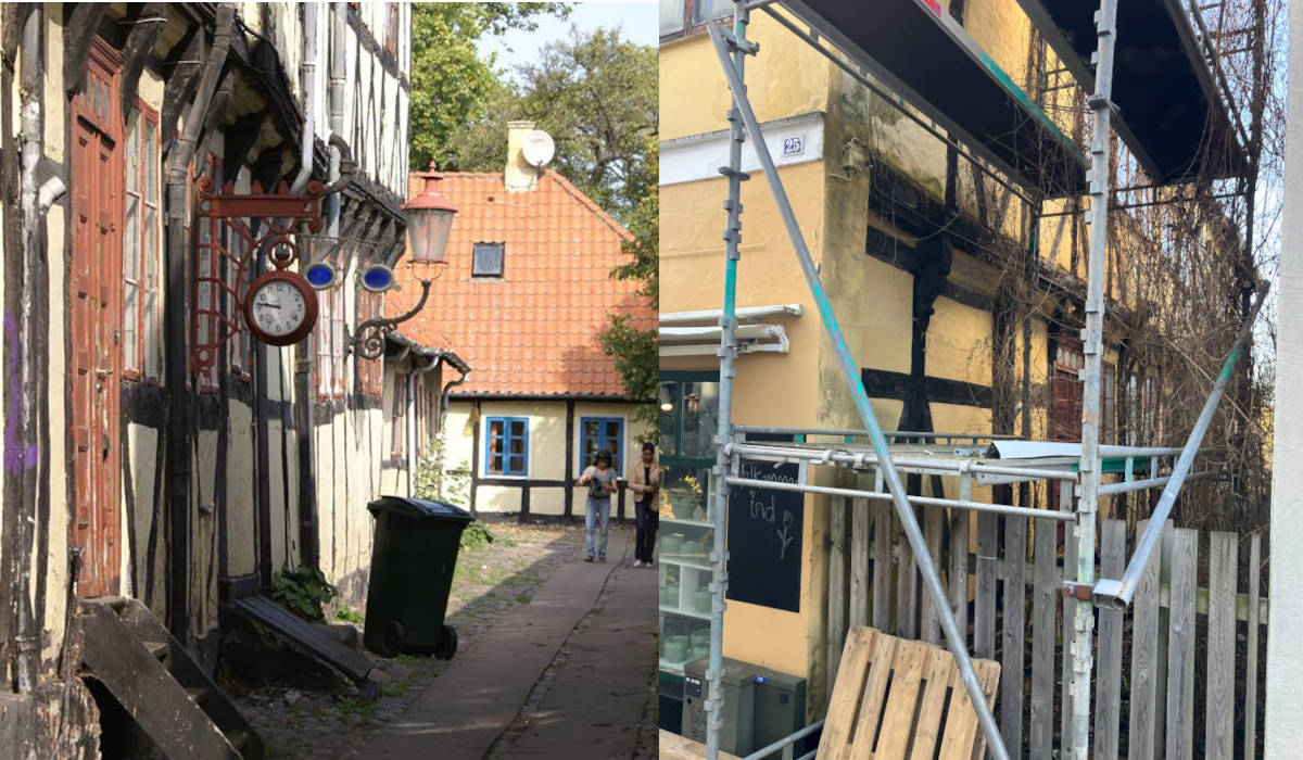 Før og nu: Sådan så "Urmagerstræde" og Søndergade 25 ud i velmagtsdagene sammenlignet med i dag.