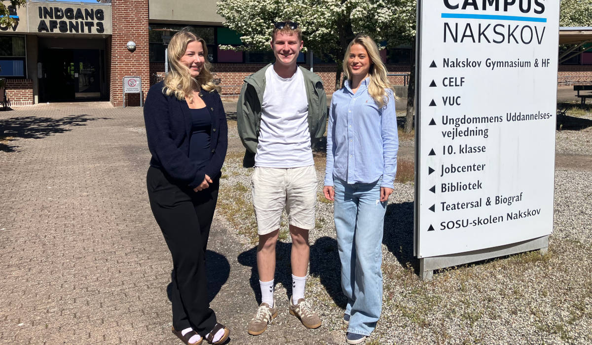 Elever fra tre gymnasiale uddannelser på samme gymnasium: Matilde, Lucas og Nikol har taget godt imod den nye "Nakskov Model".